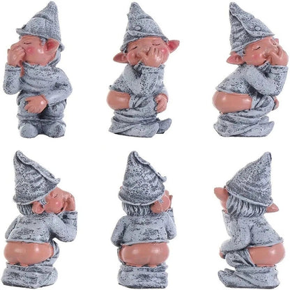 Pooping Naughty Gnome Miniature Statue Funny Resin Home Garden Ornament US