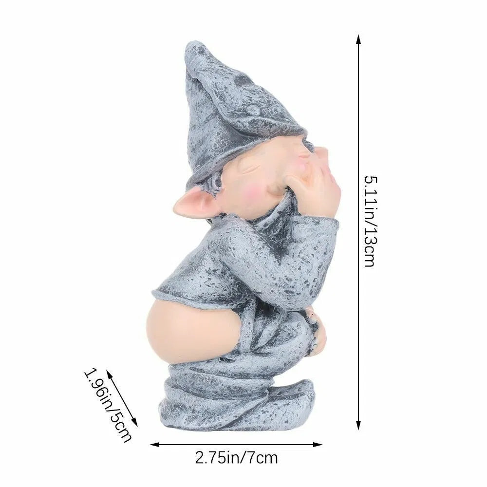 Pooping Naughty Gnome Miniature Statue Funny Resin Home Garden Ornament US