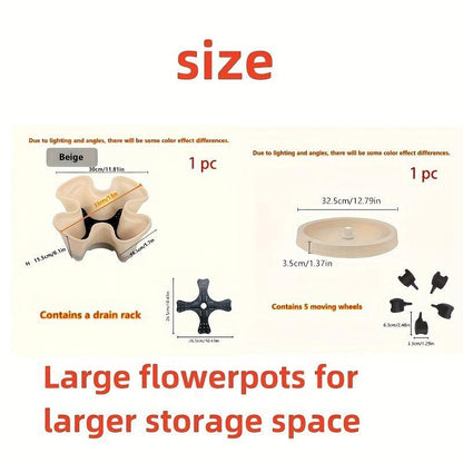 16 Pieces 5-Layer Stackable Flower Pots Vertical Garden Flowers Herbs Strawberry Vegetables Durable Plastic With Mobile Wheels Indoor And Outdoor Flower Pots