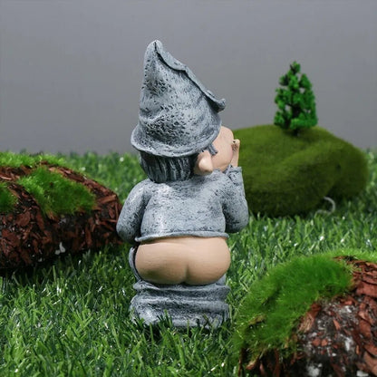 Pooping Naughty Gnome Miniature Statue Funny Resin Home Garden Ornament US