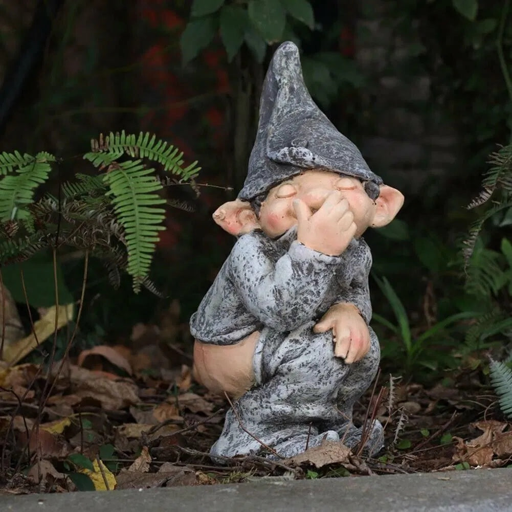 Pooping Naughty Gnome Miniature Statue Funny Resin Home Garden Ornament US
